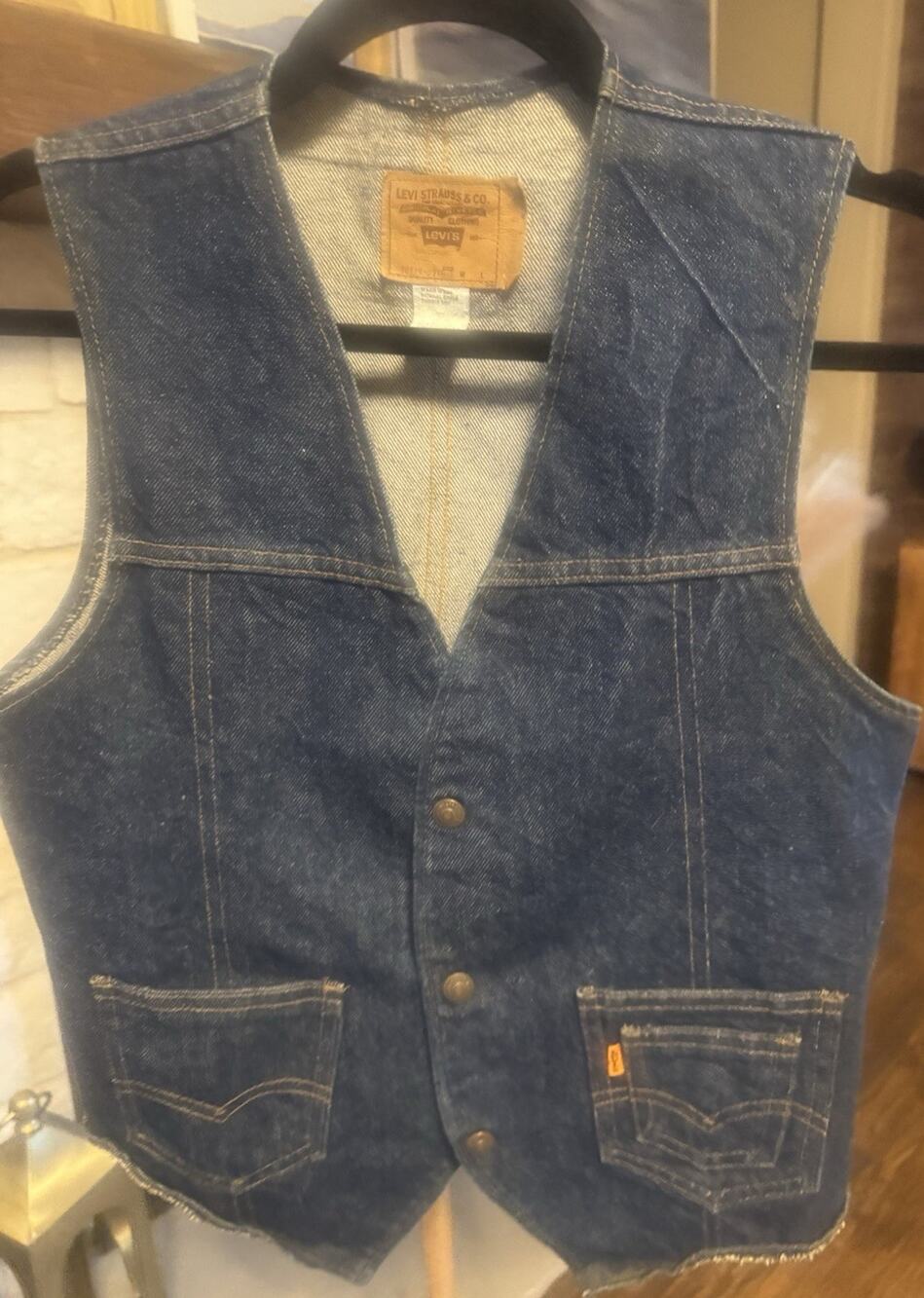 Feb. 1986 Levi's 100% Cotton Denim Vest Blue Regular Size L MPN 70710-0216